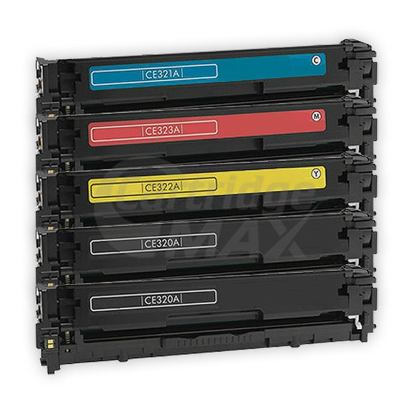 5 Pack HP CE320A-CE323A (128A) Generic Toner Cartridges [2BK,1C,1M,1Y]