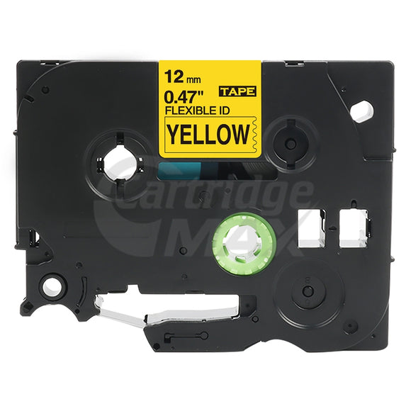 Brother TZe-FX631 Generic 12mm Black Text on Yellow Flexible ID Laminated Tape - 8 metres
