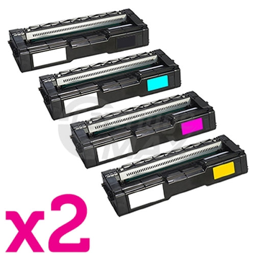 2 Sets of 4 Pack Ricoh SP C252DN / SP C252SF / SP C262SFNW (407720-407723) Generic Toner Combo [2BK+2C+2M+2Y]
