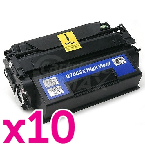 10 x HP Q7553X (53X) Generic Black Toner Cartridge - 7,000 Pages