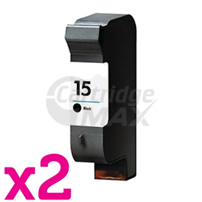 2 x HP 15 Generic Black Inkjet Cartridge C6615DA