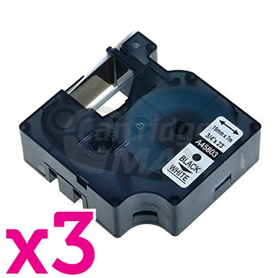 3 x Dymo SD45803 / S0720830 Generic 19mm Black Text on White Label Cassette - 7 meters