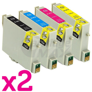 8 Pack Generic Epson T0461,T0472-T0474 Ink Cartridges [2BK,2C,2M,2Y]