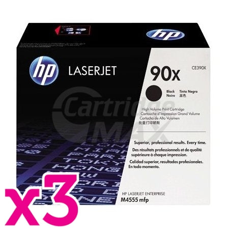 3 x HP CE390X (90X) Original Black High Yield Toner Cartridge - 24,000 Pages