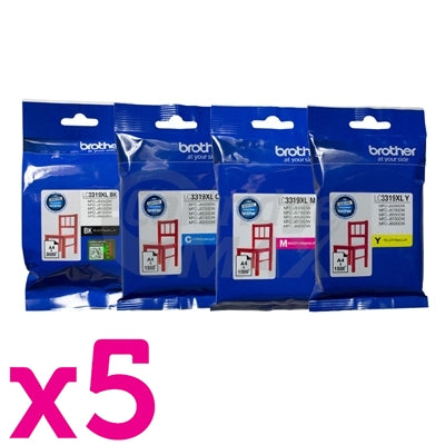 20 Pack Original Brother LC-3319XL High Yield Ink Combo [5BK,5C,5M,5Y]