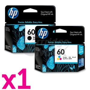 2 Pack HP 60 Original Inkjet Cartridges CC640WA + CC643WA [1BK,1CL]