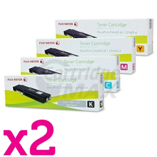 2 sets of 4 Pack Fuji Xerox DocuPrint CP405D, CM405DF Original Toner Cartridges (CT202033-CT202036)