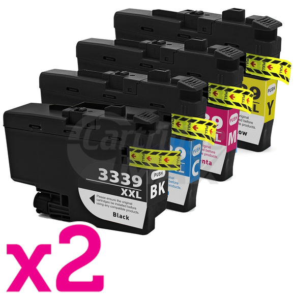 8 Pack Brother LC-3339XL Generic High Yield Ink Cartridge Combo [2BK, 2C, 2M, 2Y]