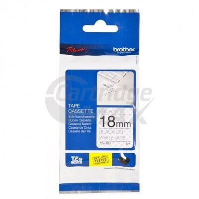 Brother TZe-SE4 Original 18mm Black Text on White Security Laminated Tape - 8 metres