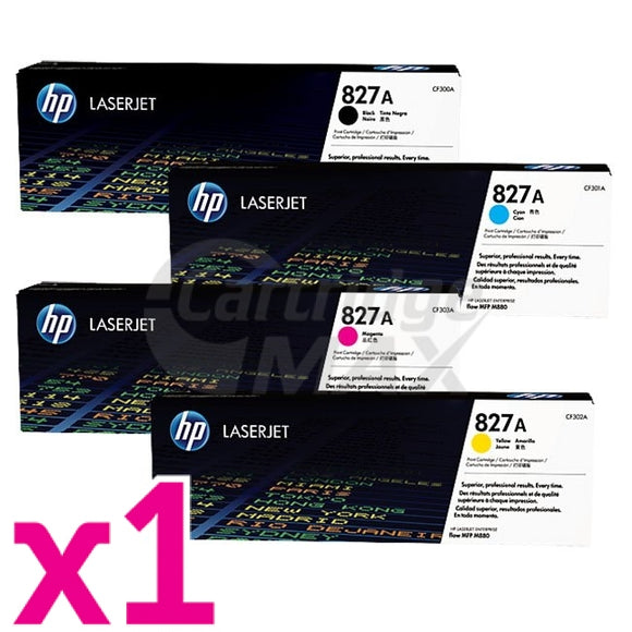 4 Pack HP CF300A-CF303A (827A) Original Toner Cartridges [1BK,1C,1M,1Y]