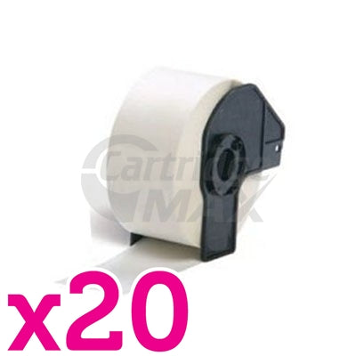 20 x Brother DK-11208 Generic Black Text on White Die-Cut Paper Label Roll 38mm x 90mm  - 400 labels per roll