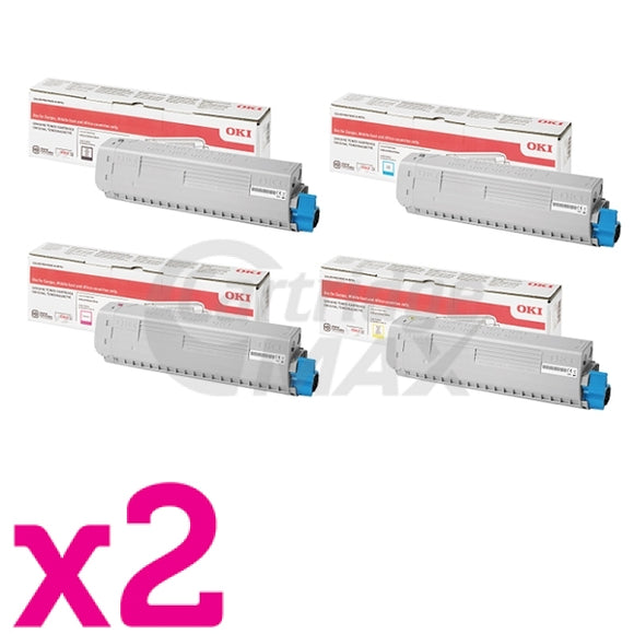 2 Sets of 4 Pack OKI C834 Original Toner Cartridge Combo 46861312 - 46861309 [2BK,2C,2M,2Y]