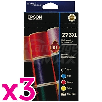 3 x Value Pack - Epson 273XL Original High Yield Ink Combo [C13T275792] [3BK,3PBK,3C,3M,3Y]