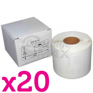 20 x Dymo SD99014 / S0722430 Generic White Label Roll 54mm x 101mm -220 labels per roll