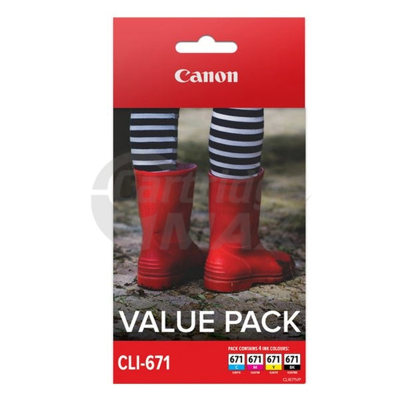 Original Canon CLI-671 Ink Cartridge Value Pack CLI671VP [1BK,1C,1M,1Y]