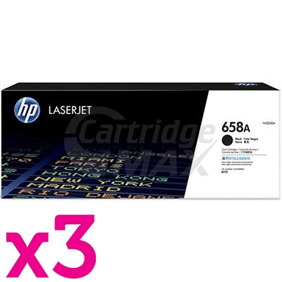 3 x HP 658A W2000A Original Black Toner Cartridge