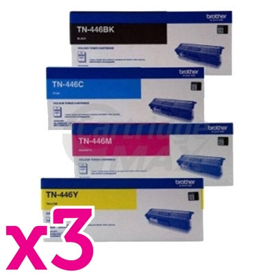 3 Sets of 4-Pack Brother TN-446 Original Toner Combo [3BK,3C,3M,3Y]