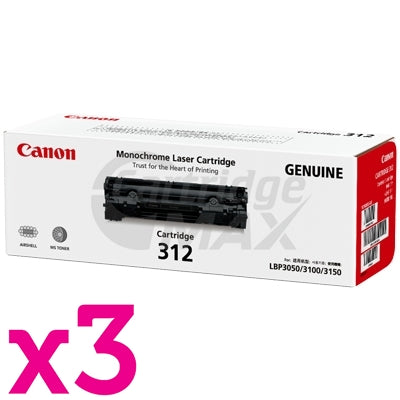 3 x Canon CART-312 Black Original Toner Cartridge 1,500 Pages