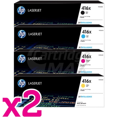 2 Sets of 4 Pack HP 416X W2040X-W2043X Original High Yield Toner Cartridges [2BK,2C,2M,2Y]