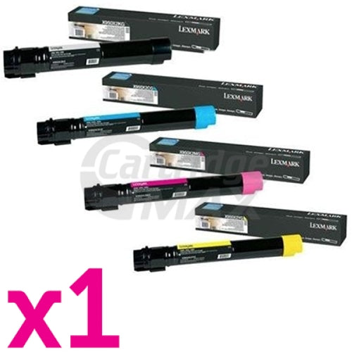 4 Pack Lexmark Original X950 / X952 / X954 Toner Cartridges - BK 32,000 pages & CMY 22,000 pages [1BK,1C,1M,1Y]