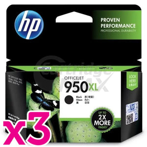 3 x HP 950XL Original Black High Yield Inkjet Cartridge CN045AA - 2,300 Pages