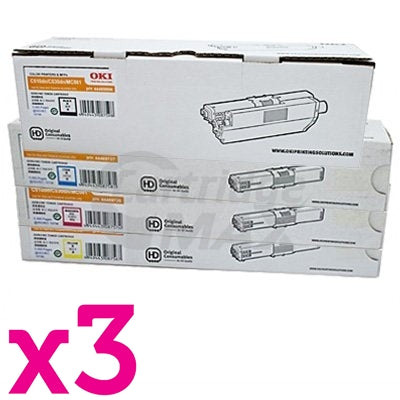 3 Sets of 4 Pack Original OKI MC562,C511,C531 Toner Cartridges (44973552, 44469725-727)