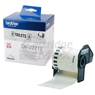 Brother DK-22212 Original Black Text on White Continuous Film Label Roll 62mm x 15.24m