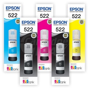 5-Pack Original Epson T522 EcoTank Ink Bottle [2BK+1C+1M+1Y]