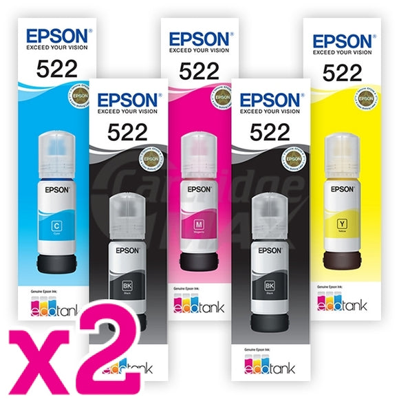 10-Pack Original Epson T522 EcoTank Ink Bottle [4BK+2C+2M+2Y]
