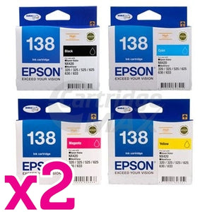 8-Pack Original Epson 138 T1381-T1384 Ink Cartridge Set [2BK,2C,2M,2Y]