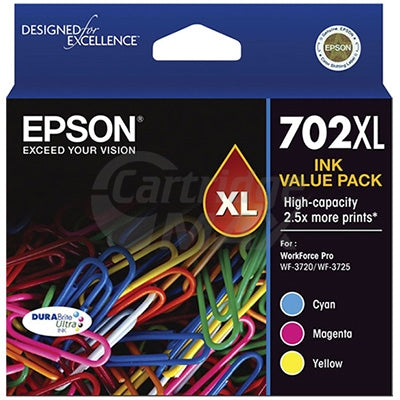 Epson 702XL (C13T345592) Original High Yield Inkjet Cartridge CMY Value Pack [1C,1M,1Y]