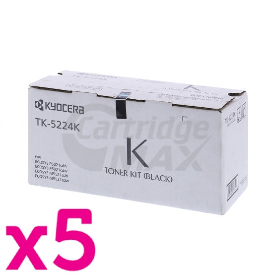 5 x Original Kyocera TK-5224K Black Toner Cartridge Ecosys M5521, P5021