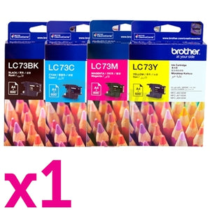 4 Pack Original Brother LC-73 Ink Combo [BK+C+M+Y]