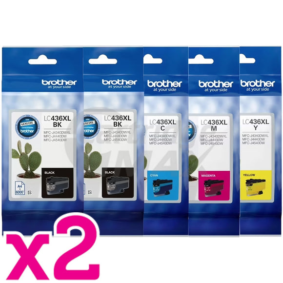 10 Pack Brother LC-436XL Original High Yield Ink Cartridges Combo [4BK, 2C, 2M, 2Y]