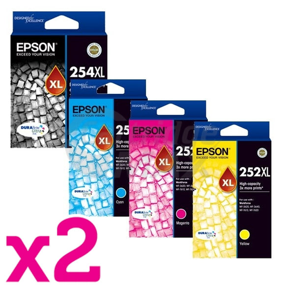 8 Pack Epson 254XL + 252XL Original Ink Cartridges [C13T254192, C13T253292-C13T253492] [2BK,2C,2M,2Y]