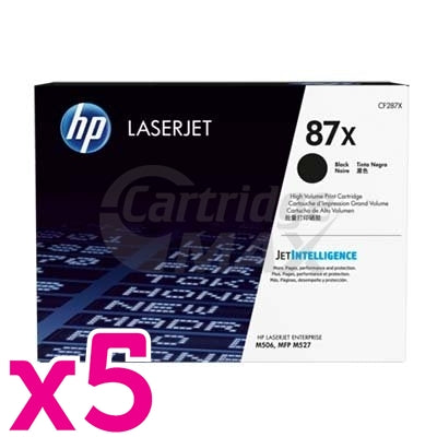 5 x HP CF287X (87X) Original Black Toner Cartridge - 18,000 Pages