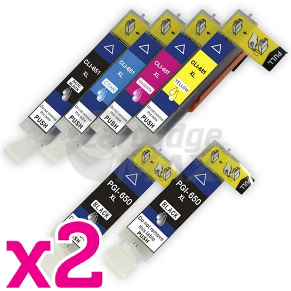 12 Pack Canon PGI-650XL CLI-651XL Generic High Yield Inkjet Cartridges [4BK,2PBK,2C,2M,2Y]