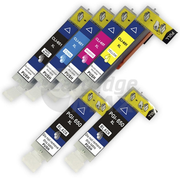 6 Pack Canon PGI-650XL CLI-651XL Generic High Yield Inkjet Cartridges [2BK,1PBK,1C,1M,1Y]