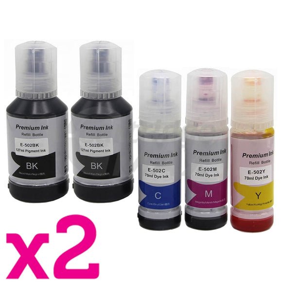 10-Pack Generic Epson T502 EcoTank Ink Bottles [4BK+2C+2M+2Y]