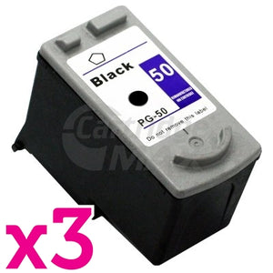 3 x Generic Canon PG-50 Black High Yield Ink Cartridge