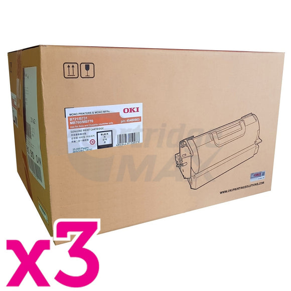 3 x OKI Original B721 B731 MB760 MB770 Black Toner Cartridge - 25,000 pages (45488903)