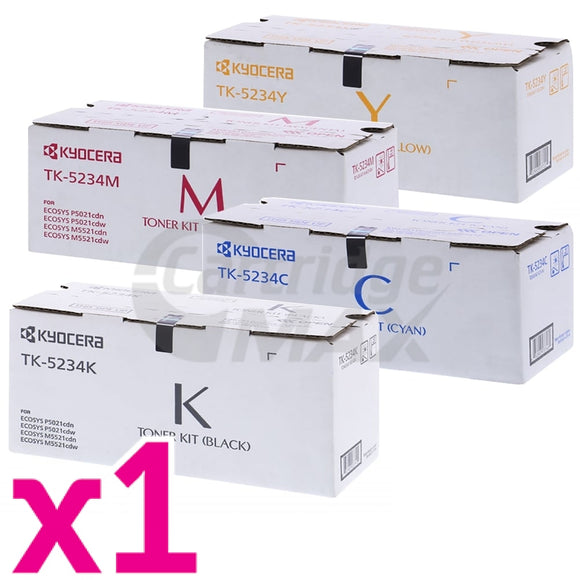 4 Pack Original Kyocera TK-5234 Toner Combo Ecosys M5521, P5021 [1BK,1C,1M,1Y]