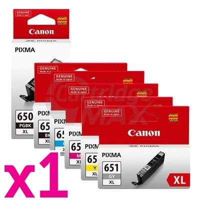 6 Pack Canon PGI-650XL CLI-651XL Original High Yield Inkjet Cartridges [1BK,1PBK,1C,1M,1Y,1GY]