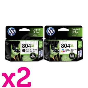 4 Pack HP 804XL Original High Yield Inkjet Cartridges T6N12AA + T6N11AA [2BK,2CL]