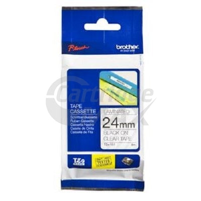 Brother TZe-151 Original 24mm Black Text on Clear Laminated Tape - 8 meters
