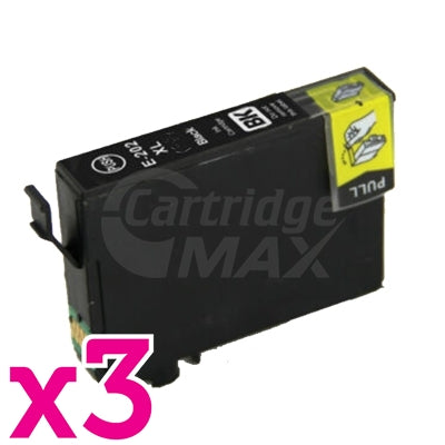 3 x Epson 202XL Generic Black High Yield Ink Cartridge [C13T02P192]