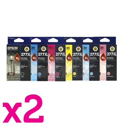 12 Pack Epson 277XL Original High Yield Inkjet Cartridges [2BK,2C,2M,2Y,2LC,2LM]