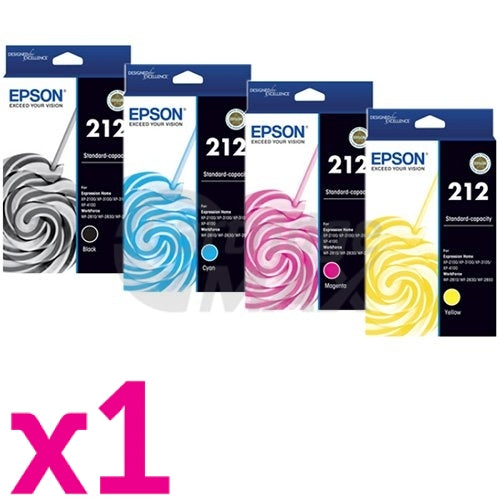4 Pack Original Epson 212 Ink Cartridges Combo C13T02R192 - C13T02R492 [1BK,1C,1M,1Y]