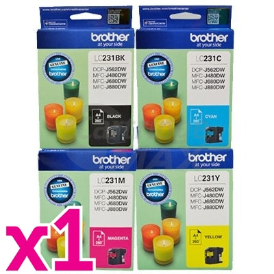 4-Pack Brother LC-231 Original Ink Combo [1BK,1C,1M,1Y]