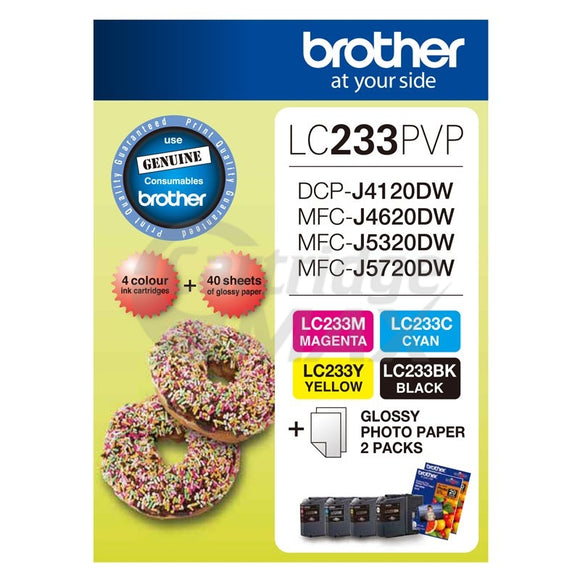 Original Brother  LC-233PVP Photo Value Pack [BK+C+M+Y+Photo Paper]